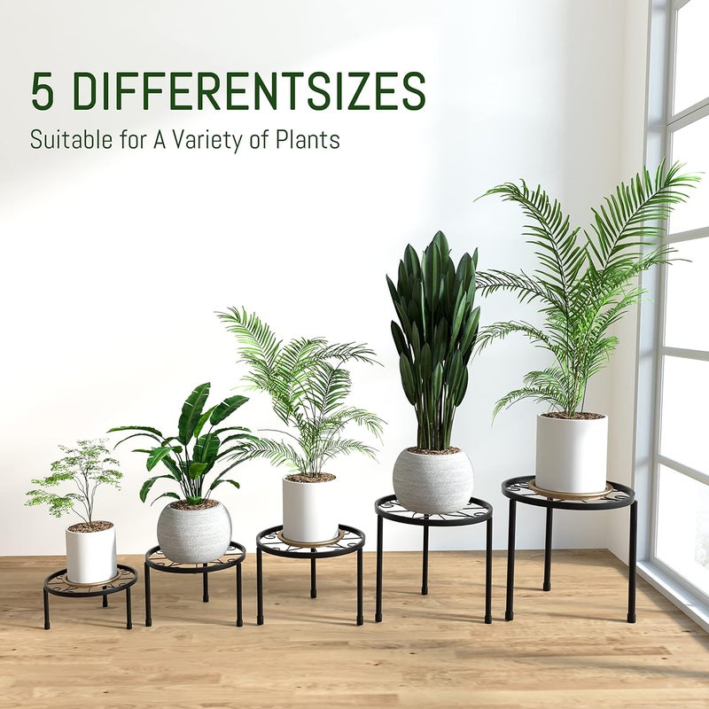Linpla 5-Pack Decent Metal Plant Stands, Heavy Duty Flower Pot Stands for Multiple Plant, Anti-Rust Iron Plant Pot Shelf, Decoration Racks for Home Indoor and Outdoor (5 Pack Black) - Image 2